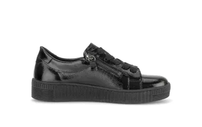 Baskets Gabor 6010.02.004 Noires - Cuir Verni Zip Talon Compensé Grande Pointure Femme — photo 3
