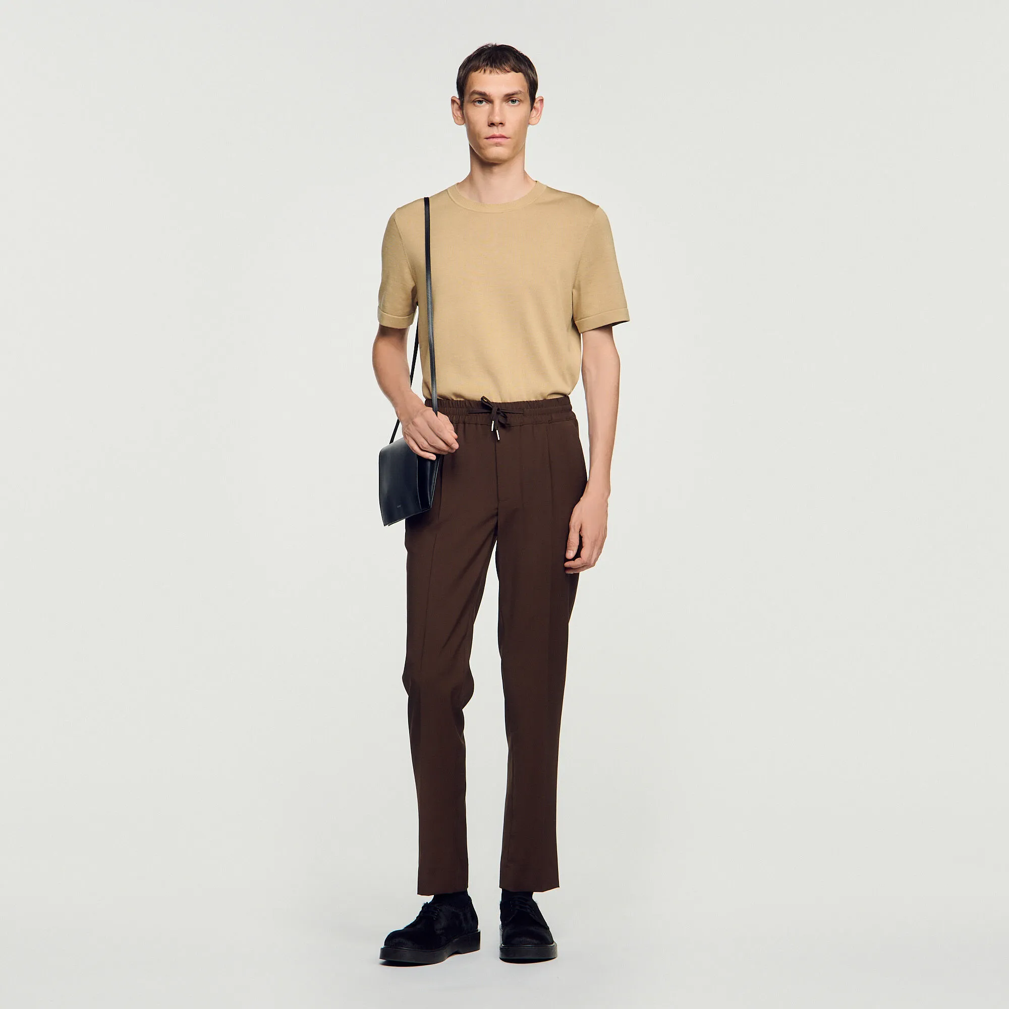 Pantalon élastiqué en laine