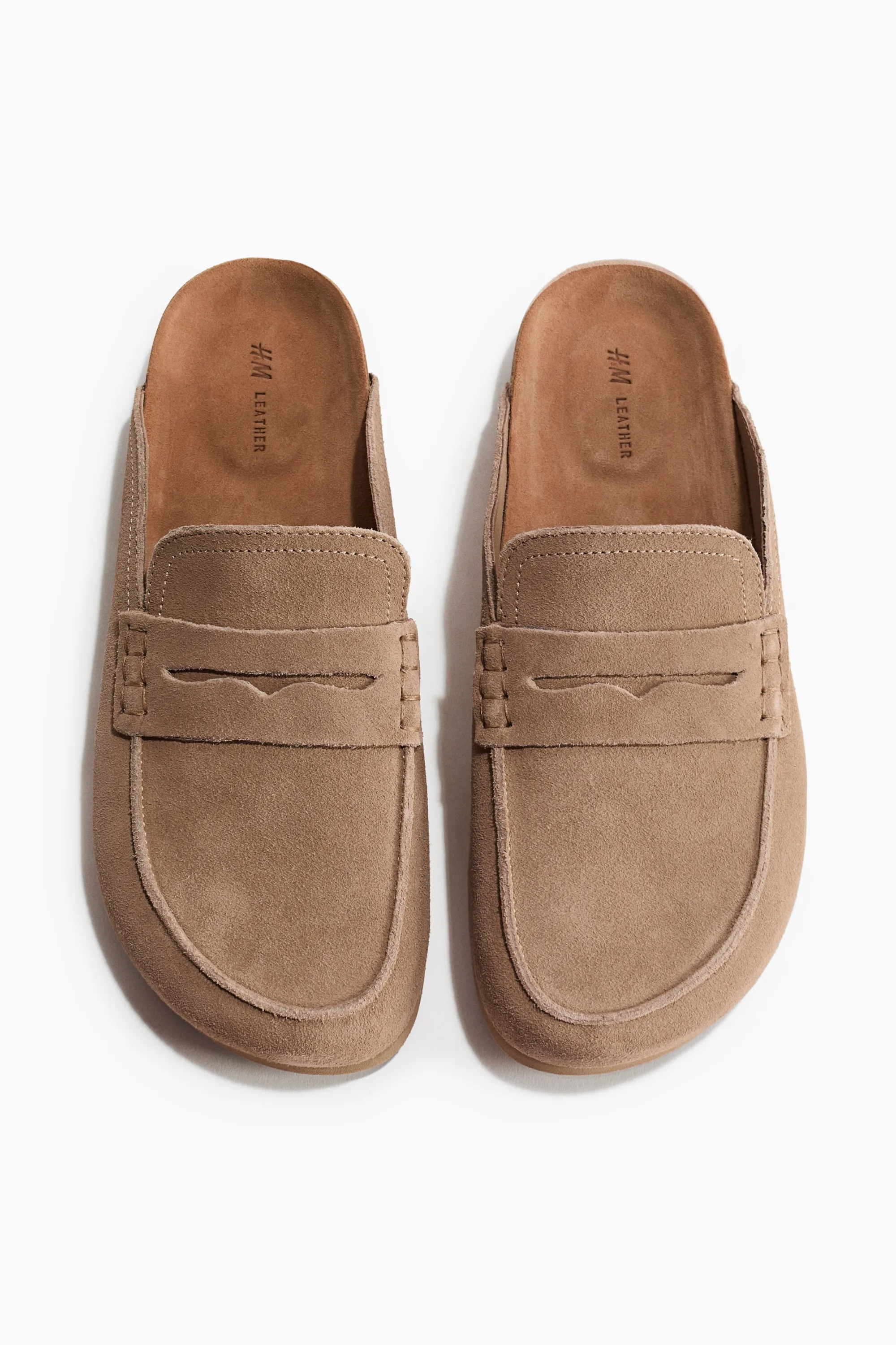 Mules mocassins en cuir - Taupe
