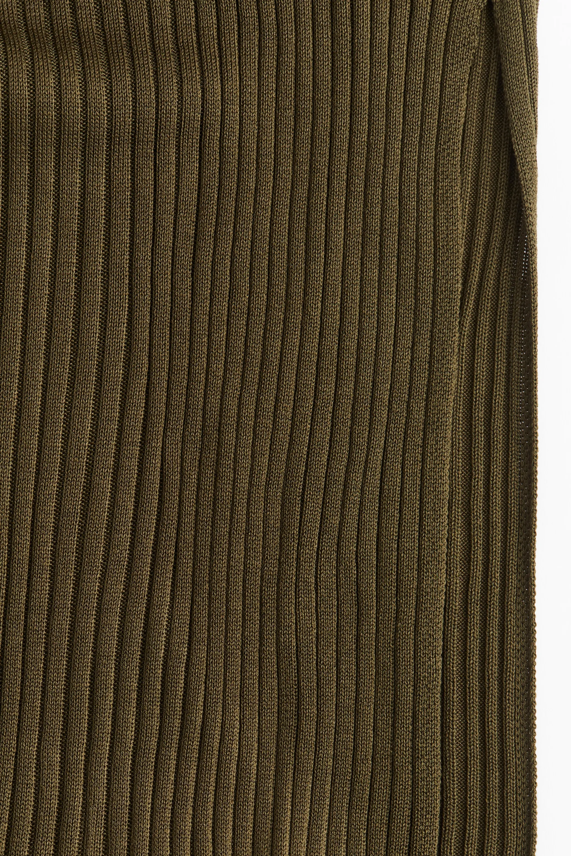 Robe en maille côtelée - Vert kaki foncé