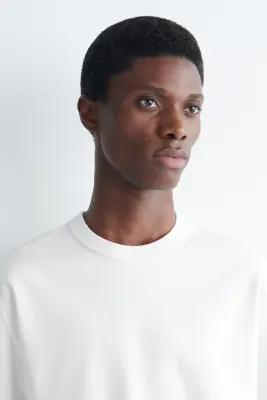T-SHIRT À COL ROND EN COTON INTERLOCK - BLANC — photo 1