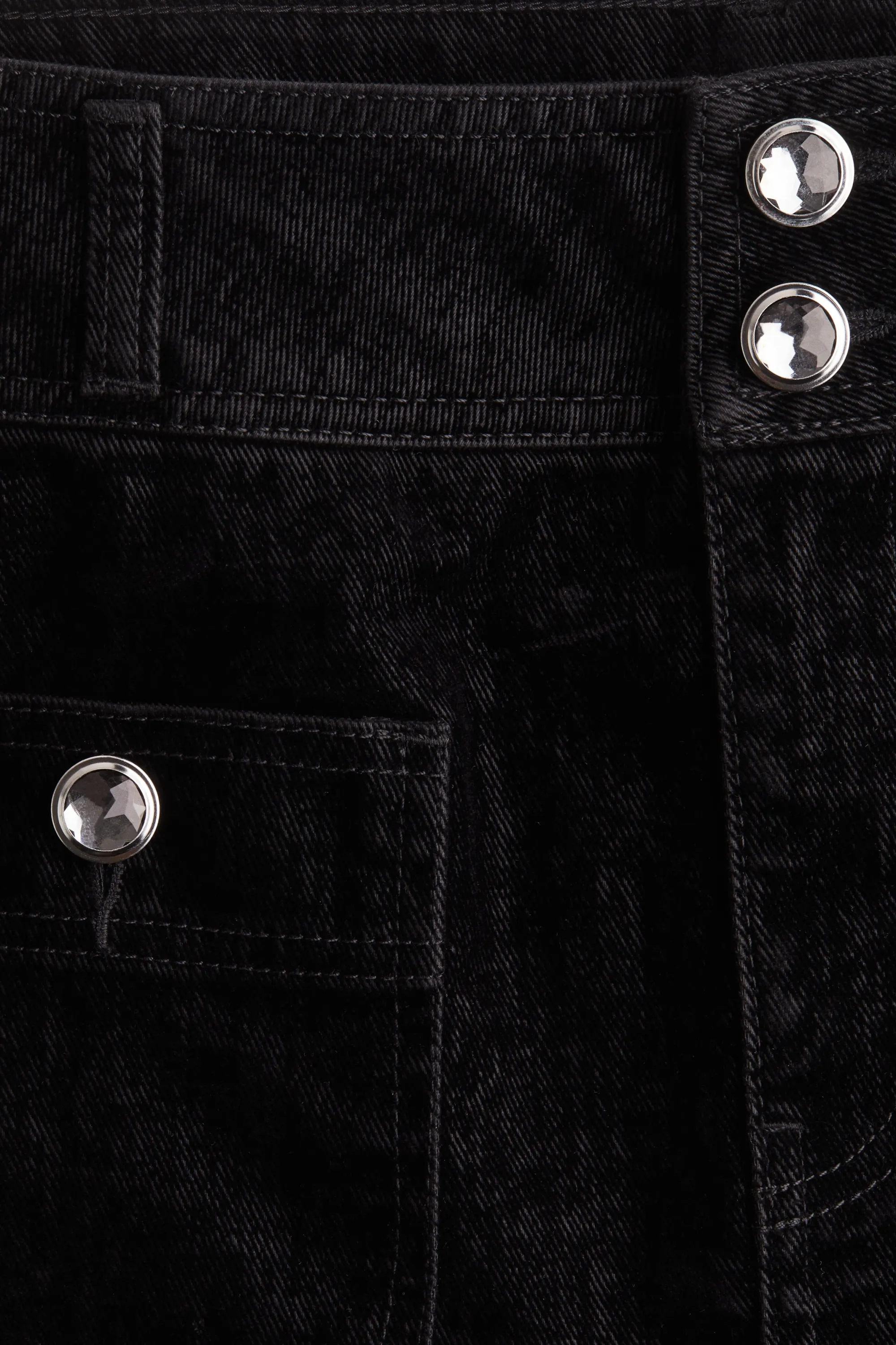 Minijupe avec boutons à strass - Noir