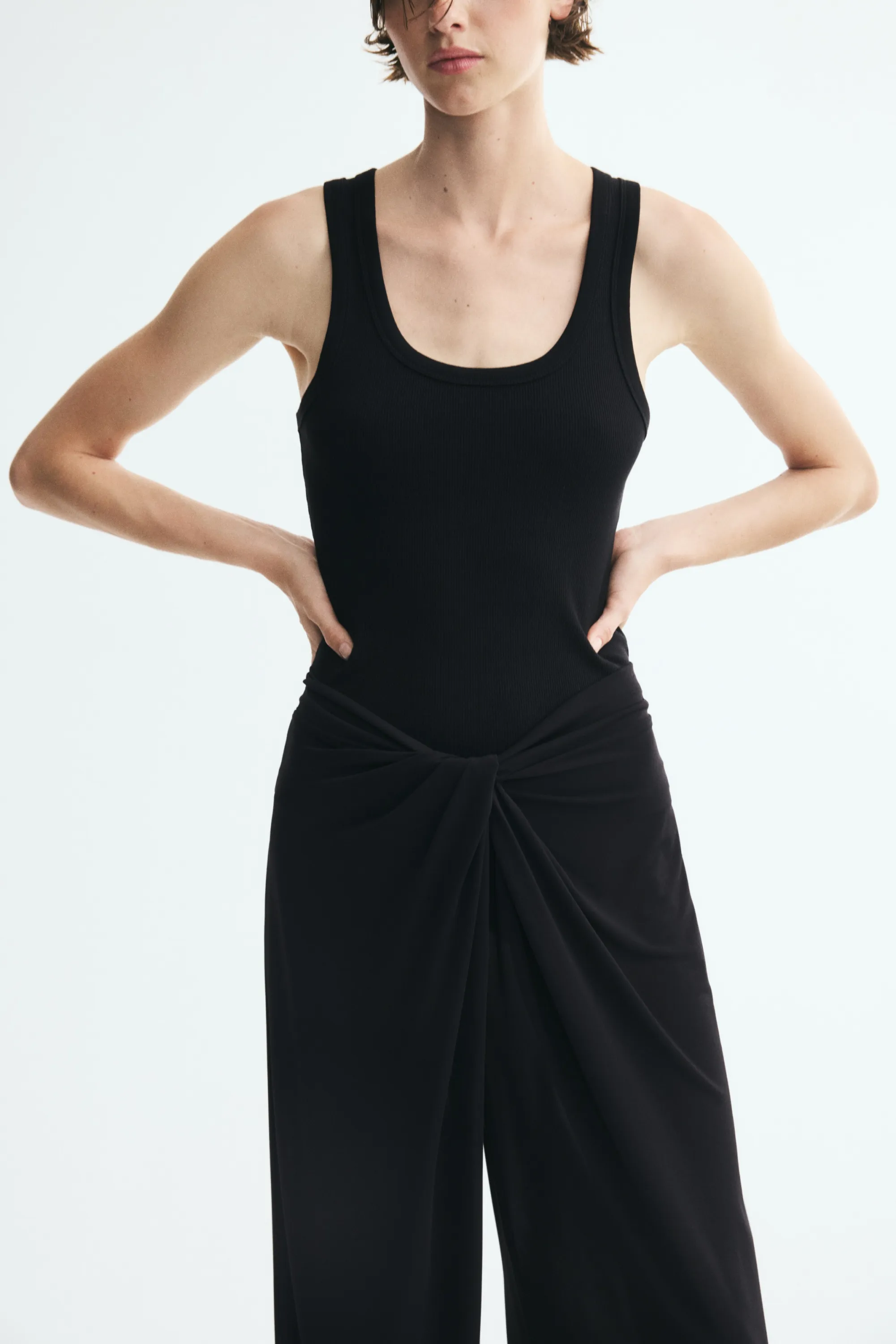 Pantalon en jersey avec détail torsadé - Noir