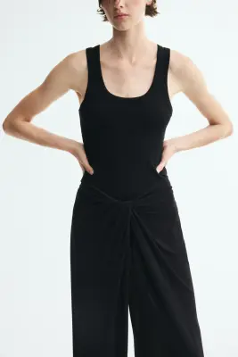 Pantalon en jersey avec détail torsadé - Noir — photo 1