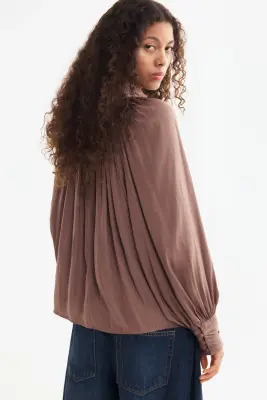 Blouse à manches ballon - Taupe foncé — photo 3