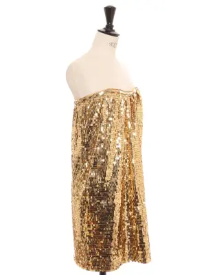 Robe de cocktail bustier brodée de sequins dorés Prix boutique 1400€ Taille S — photo 2