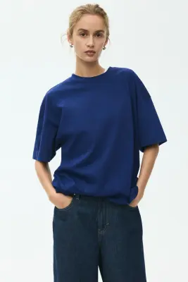 T-shirt oversize - Bleu foncé — photo 1