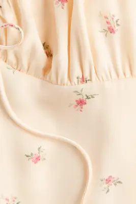 Top à bretelles fines en viscose - Jaune clair/fleuri — photo 3