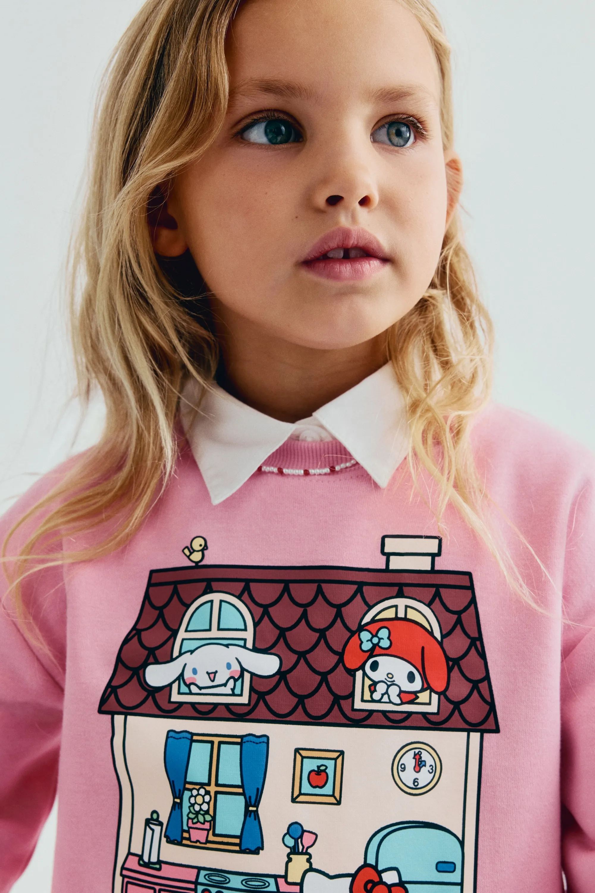 Sweat imprimé avec intérieur brossé - Rose/Hello Kitty