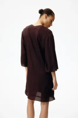 Robe tunique en viscose - Marron foncé — photo 2