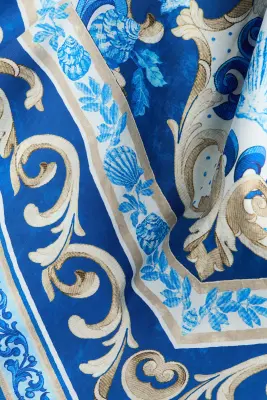 Jupe en popeline avec cordons de serrage - Bleu/motif — photo 3
