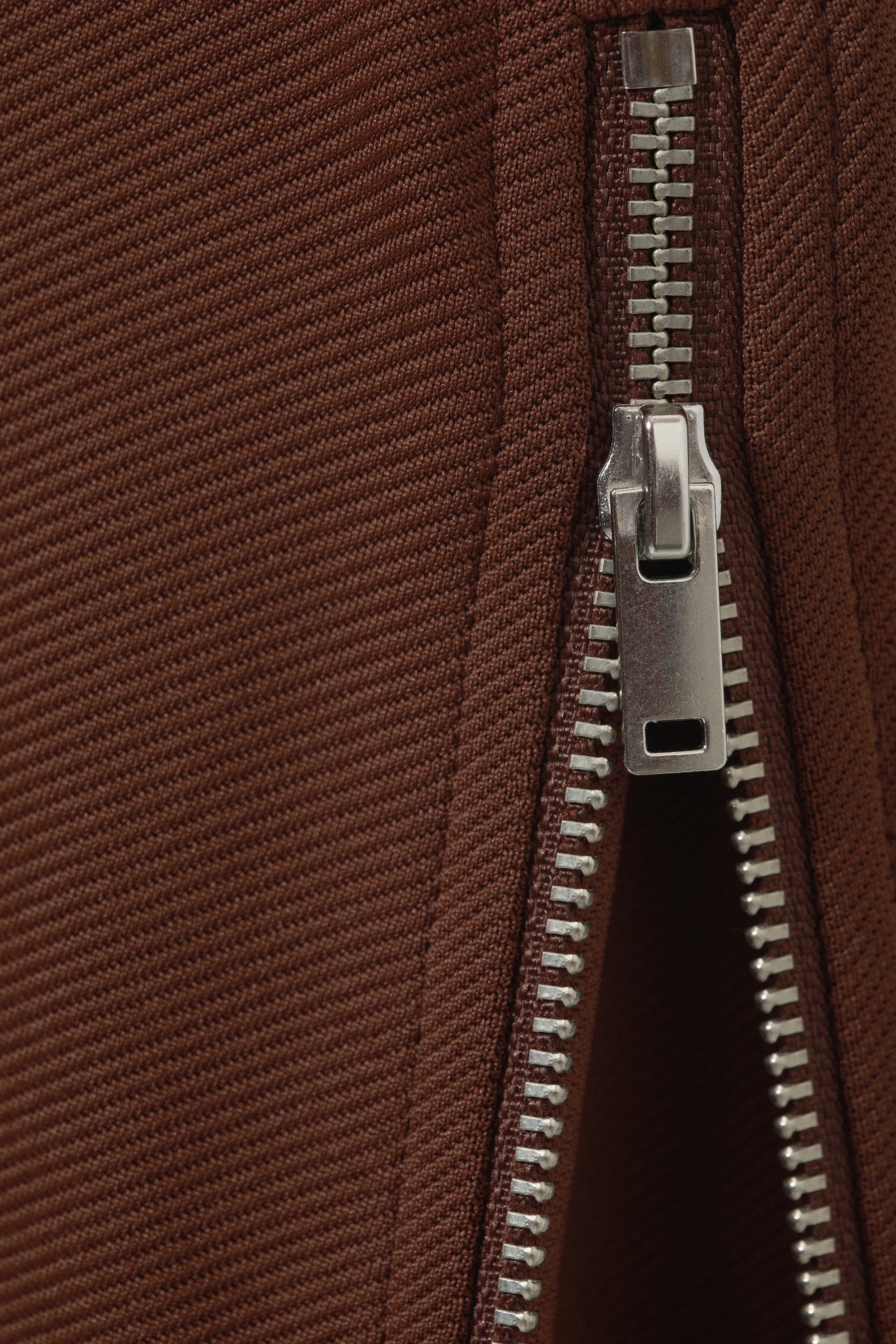 Pantalon évasé taille mi-haute avec fermeture zippée - Marron