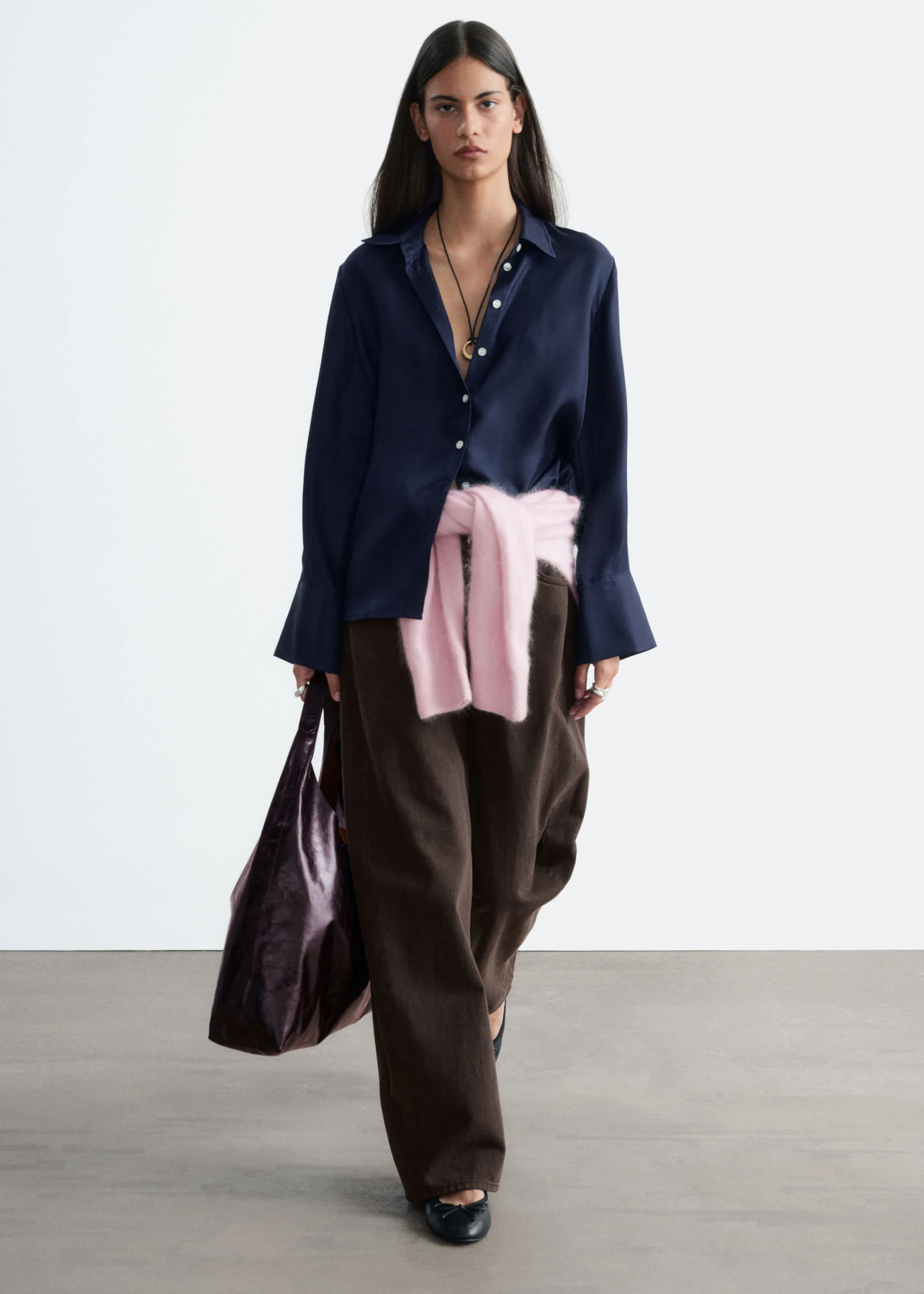 Chemise décontractée en soie - Bleu foncé