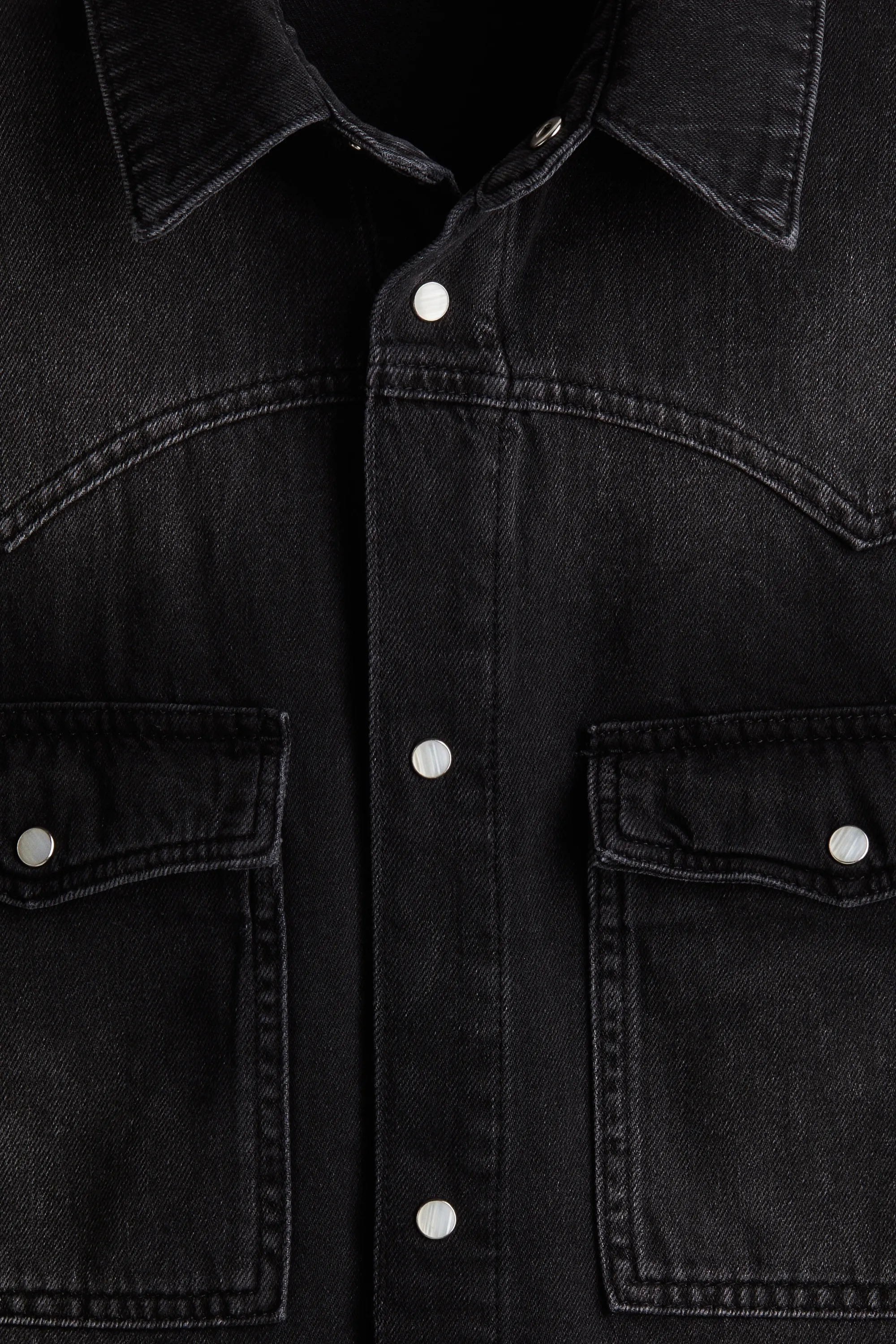 Chemise à manches courtes Loose Fit en denim - Noir