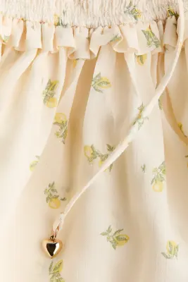 Robe volantée avec corsage smocké - Crème/citrons — photo 5