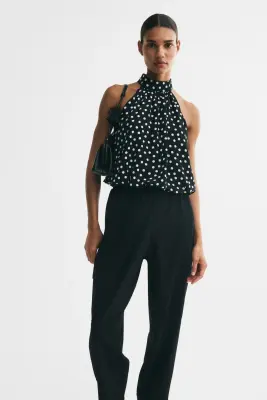 Top à effet boule - Noir/pois — photo 1