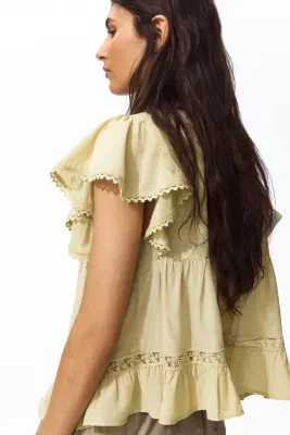 Blouse avec dentelle - Jaune — photo 2