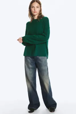 Pull en maille décontracté - Vert foncé chiné — photo 1