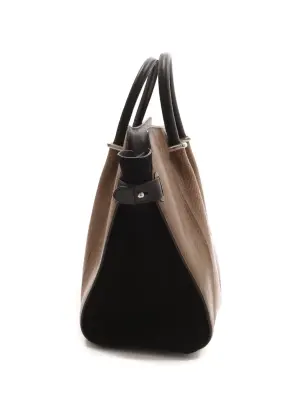 Sac à main MARCHE Tote en suède noir et cuir de serpent marron avec bandoulière Prix boutique 2880€ — photo 3