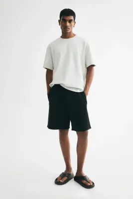 T-shirt Loose Fit en interlock - Gris clair chiné — photo 2