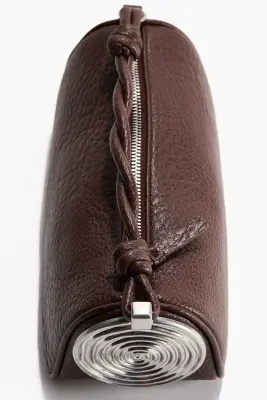 Sac à main avec détail en métal - Marron foncé/argenté — photo 5