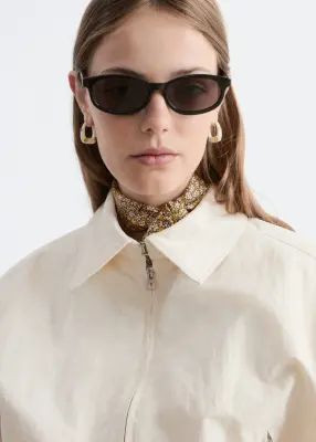 Veste courte zippée à l’avant - Beige clair — photo 4
