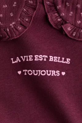 Sweat avec col - Prune/fleuri — photo 4