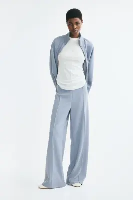 Pantalon en scuba avec plis - Bleu — photo 2