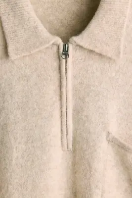 Polo Regular Fit en maille - Beige clair chiné — photo 5