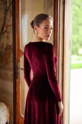 Azure Velvet Dress - Bordeaux — photo 3