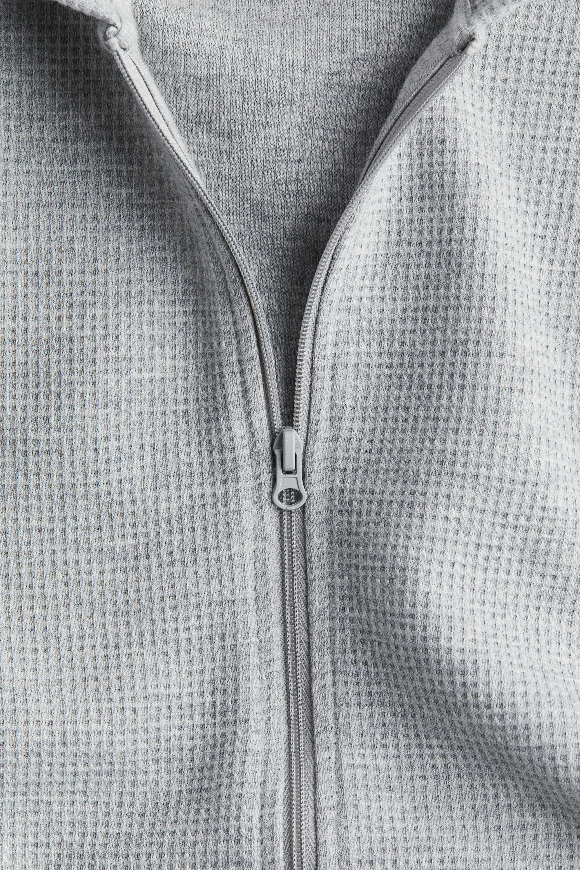 Veste gaufrée avec capuche et zip - Gris clair chiné