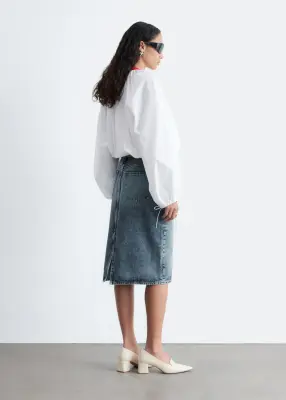 Jupe midi en jean - Bleu poudré — photo 5