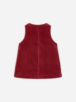 Robe en velours côtelé de coton - Rouge foncé — photo 1