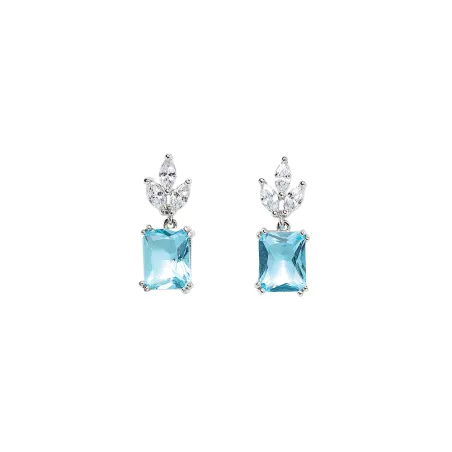 Boucle d'oreille Argent Rhodié - Oxyde de Zirconium bleu et blanc Go Mademoiselle 602615