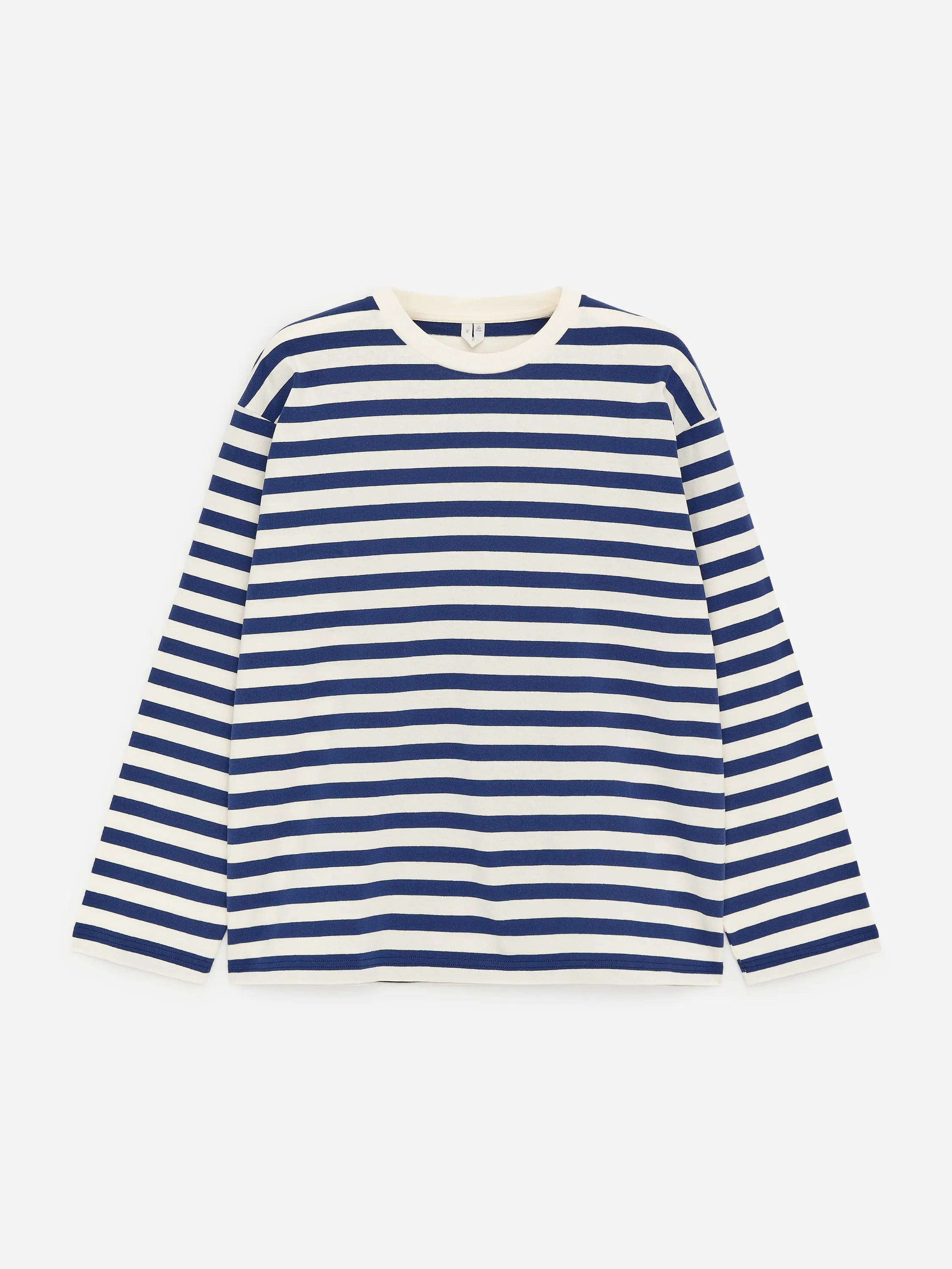 T-shirt décontracté à manches longues - Bleu/Blanc