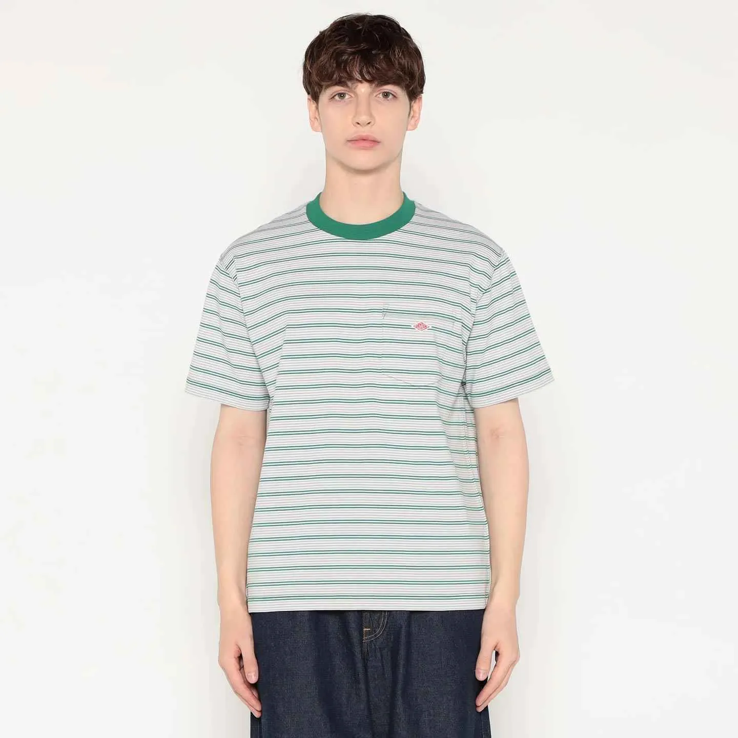 Le Tshirt Danton à poche poitrine - Vert x Gris