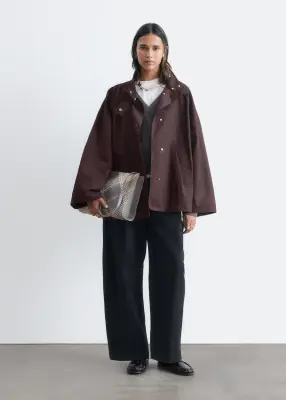 Veste à col en velours côtelé - Marron foncé — photo 1