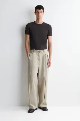 T-SHIRT SLIM EN COTON CÔTELÉ - BRUN — photo 3