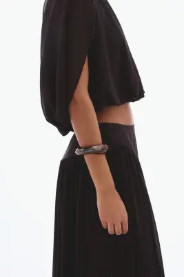Jupe maxi en mousseline - Marron foncé — photo 3