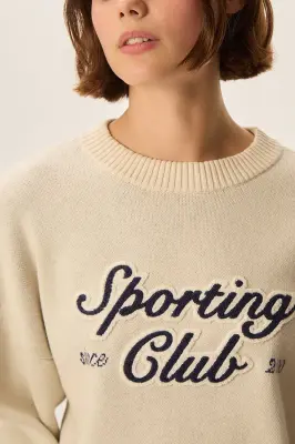 Pull Cesar Creme/Marine — photo 3