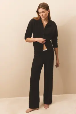 Pantalon à taille élastique - Noir — photo 1