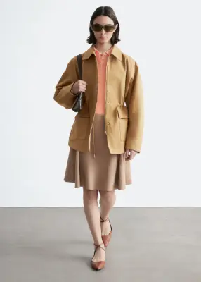 Veste utilitaire oversize à cordon de serrage - Jaune moutarde — photo 2