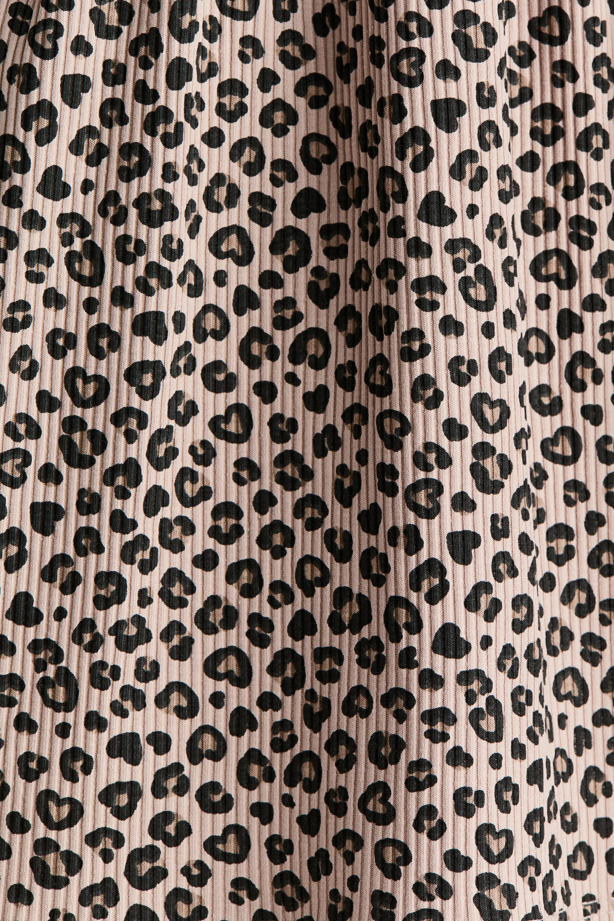 Robe imprimée en coton - Taupe clair/imprimé léopard