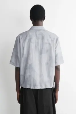 CHEMISE TEXTURÉE À OURLET AJUSTABLE - BLEU / IMPRIMÉ — photo 4