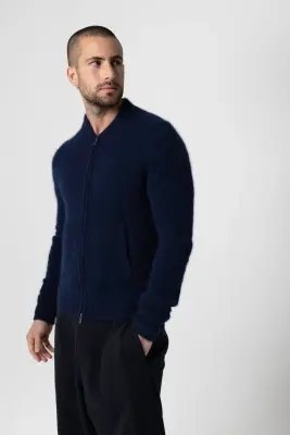Gilet Marine Col Rond Manches Longues en Raccoon / Polyamide — photo 4