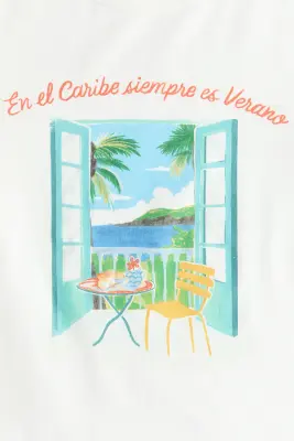 T-shirt ajusté en coton - Blanc/Caribe — photo 3