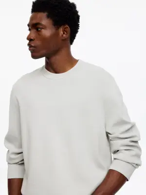 Pull décontracté en mélange de coton - Vert clair poudré — photo 3