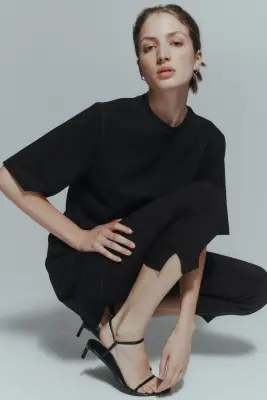 Robe T-shirt en coton - Noir — photo 1