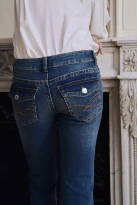 Flared Low Jeans - Bleu denim foncé — photo 2