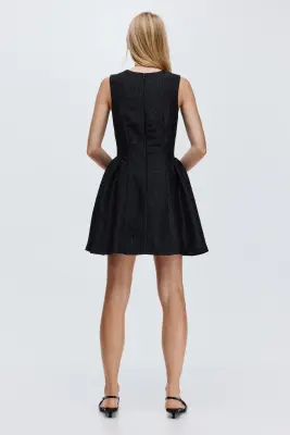 Robe en tissu jacquard - Noir — photo 3